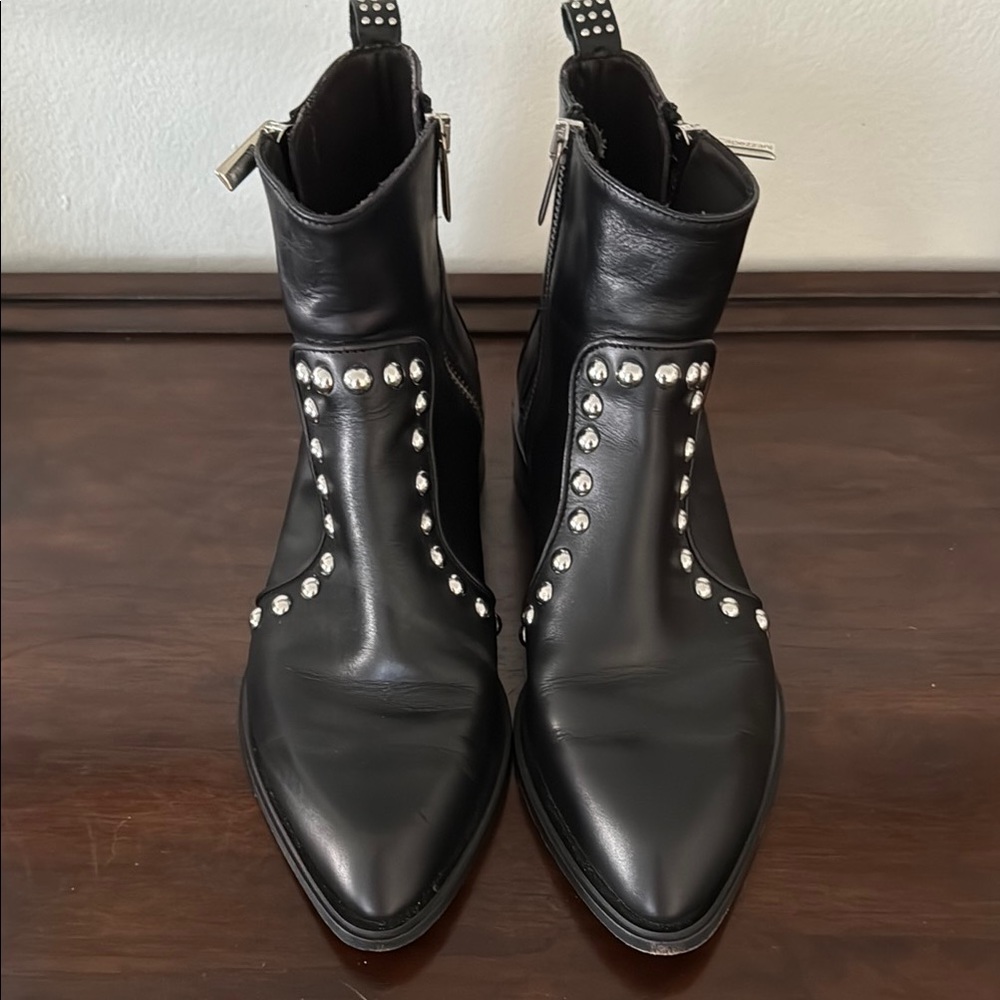 Black Studded Capezzani Ankle Boots